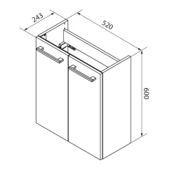 Fackelmann Gäste-WC Waschtischunterschrank SBC 520 x 600 x 243 mm NatureOak/Weiß
