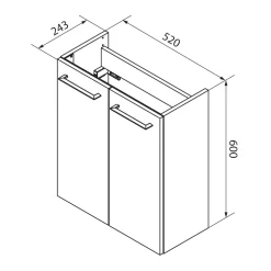 Fackelmann Gäste-WC Waschtischunterschrank SBC 520 x 600 x 243 mm AstEiche/Weiß