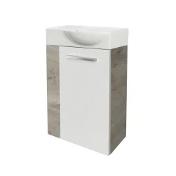 Fackelmann Gäste-WC Waschtischunterschrank rechts SBC 440 x 600 x 243 mm NatureOak/Weiß