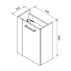 Fackelmann Gäste-WC Waschtischunterschrank rechts SBC 440 x 600 x 243 mm NatureOak/Weiß