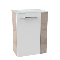 Fackelmann Gäste-WC Waschtischunterschrank links SBC 440 x 600 x 243 mm Alaska-Esche/Weiß