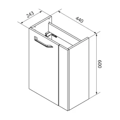 Fackelmann Gäste-WC Waschtischunterschrank links SBC 440 x 600 x 243 mm Alaska-Esche/Weiß