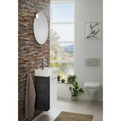 Fackelmann Gäste-WC Waschtischunterschrank rechts SBC 440 x 600 x 243 mm DarkOak/Weiß