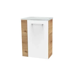 Fackelmann Gäste-WC Waschtischunterschrank rechts SBC 440 x 600 x 243 mm AstEiche/Weiß