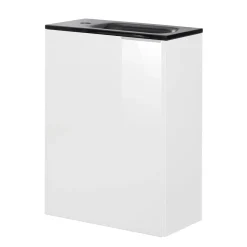 Fackelmann Gäste-WC Waschtischunterschrank links SBC 440 x 600 x 243 mm weiß/lackiertes Glas Weiß