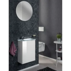 Fackelmann Gäste-WC Waschtischunterschrank links SBC 440 x 600 x 243 mm weiß/lackiertes Glas Weiß