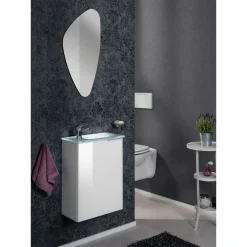 Fackelmann Gäste-WC Waschtischunterschrank links SBC 440 x 600 x 243 mm weiß/lackiertes Glas Weiß