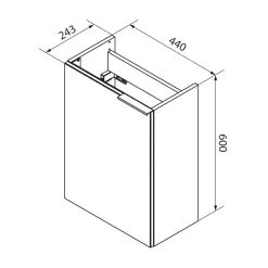 Fackelmann Gäste-WC Waschtischunterschrank links SBC 440 x 600 x 243 mm weiß/lackiertes Glas Weiß