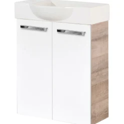 Fackelmann Gäste-WC Waschtischunterschrank SBC 520 x 600 x 243 mm Graueiche/Weiß
