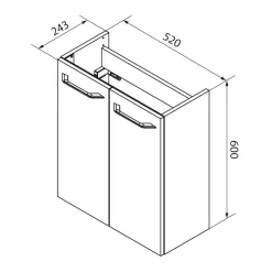 Fackelmann Gäste-WC Waschtischunterschrank SBC 520 x 600 x 243 mm Alaska-Esche/Weiß