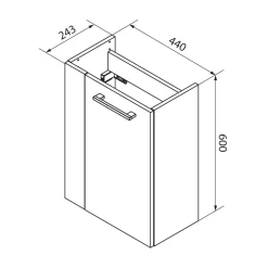 Fackelmann Gäste-WC Waschtischunterschrank rechts SBC 440 x 600 x 243 mm NatureOak