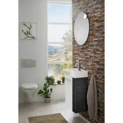 Fackelmann Gäste-WC Waschtischunterschrank links SBC 440 x 600 x 243 mm DarkOak/Weiß