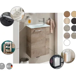Fackelmann Gäste-WC Waschtischunterschrank rechts SBC 440 x 600 x 243 mm Sandeiche