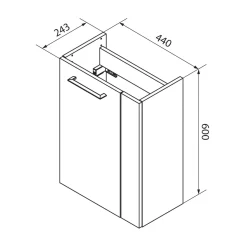 Fackelmann Gäste-WC Waschtischunterschrank links SBC 440 x 600 x 243 mm AstEiche