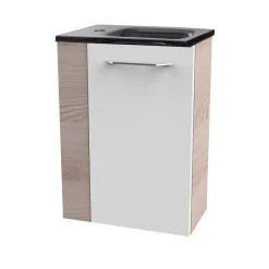 Fackelmann Gäste-WC Waschtischunterschrank rechts SBC 440 x 600 x 243 mm Alaska-Esche/Weiß