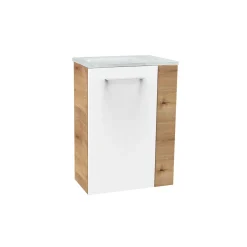 Fackelmann Gäste-WC Waschtischunterschrank links SBC 440 x 600 x 243 mm AstEiche/Weiß