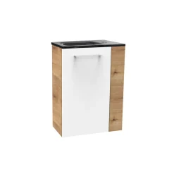 Fackelmann Gäste-WC Waschtischunterschrank links SBC 440 x 600 x 243 mm AstEiche/Weiß