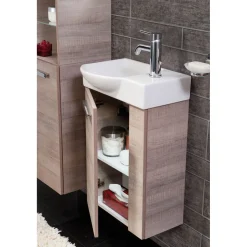 Fackelmann Gäste-WC Waschtischunterschrank links SBC 440 x 600 x 243 mm Graueiche