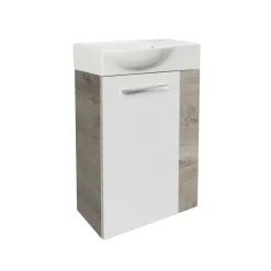 Fackelmann Gäste-WC Waschtischunterschrank links SBC 440 x 600 x 243 mm NatureOak/Weiß