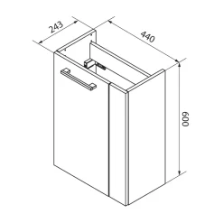 Fackelmann Gäste-WC Waschtischunterschrank links SBC 440 x 600 x 243 mm NatureOak/Weiß