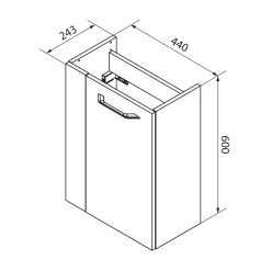 Fackelmann Gäste-WC Waschtischunterschrank rechts SBC 440 x 600 x 243 mm Alaska-Esche
