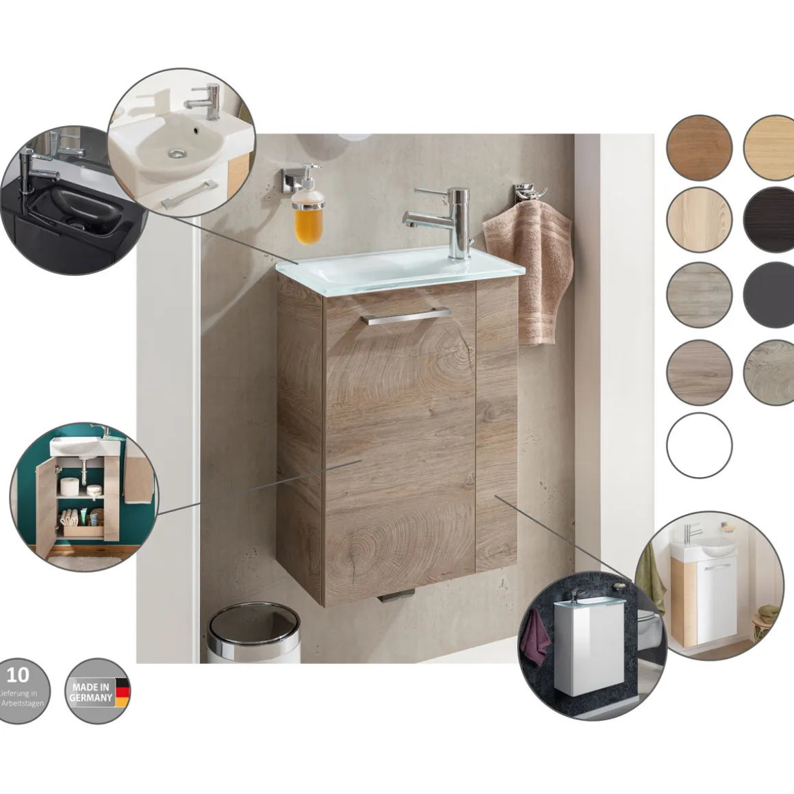 Fackelmann Gäste-WC Waschtischunterschrank rechts SBC 440 x 600 x 243 mm anthrazit