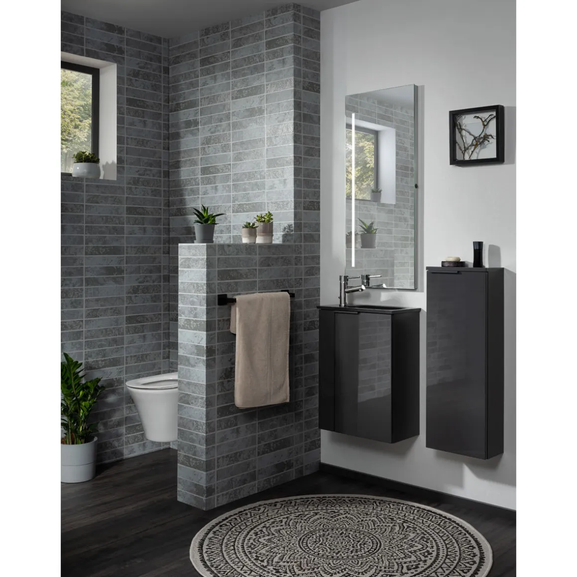 Fackelmann Gäste-WC Waschtischunterschrank rechts SBC 440 x 600 x 243 mm anthrazit