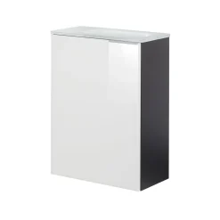 Fackelmann Gäste-WC Waschtischunterschrank links SBC 440 x 600 x 243 mm anthrazit/lackiertes Glas Weiß