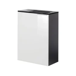 Fackelmann Gäste-WC Waschtischunterschrank links SBC 440 x 600 x 243 mm anthrazit/lackiertes Glas Weiß