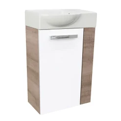 Fackelmann Gäste-WC Waschtischunterschrank links SBC 440 x 600 x 243 mm Graueiche/Weiß