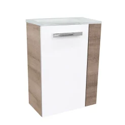 Fackelmann Gäste-WC Waschtischunterschrank links SBC 440 x 600 x 243 mm Graueiche/Weiß