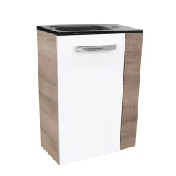 Fackelmann Gäste-WC Waschtischunterschrank links SBC 440 x 600 x 243 mm Graueiche/Weiß