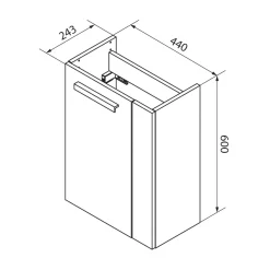 Fackelmann Gäste-WC Waschtischunterschrank links SBC 440 x 600 x 243 mm Graueiche/Weiß
