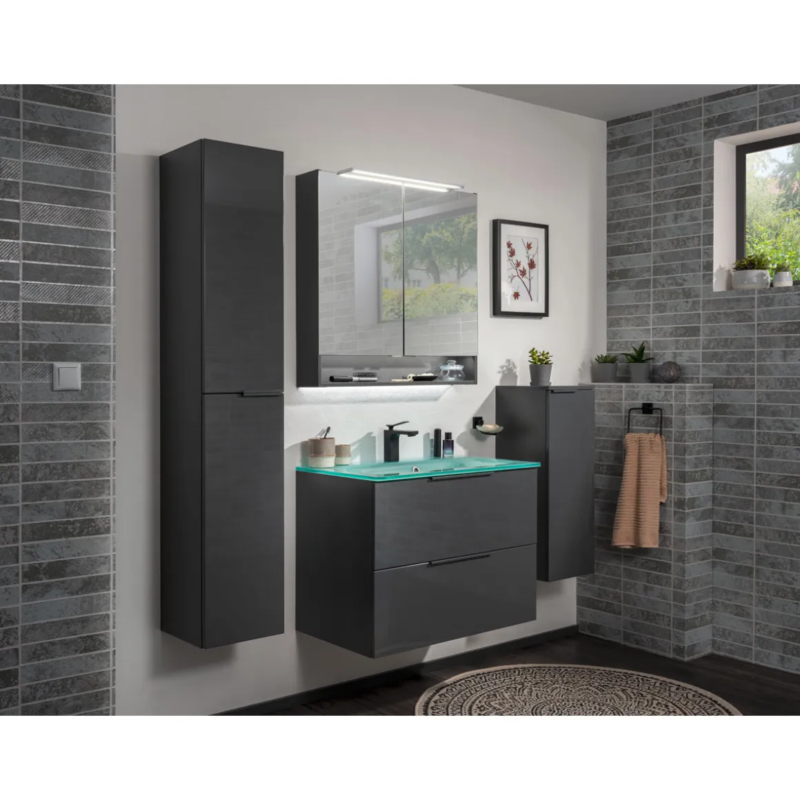 Fackelmann Hochschrank LUNA 300 x 1620 x 318 mm anthrazit