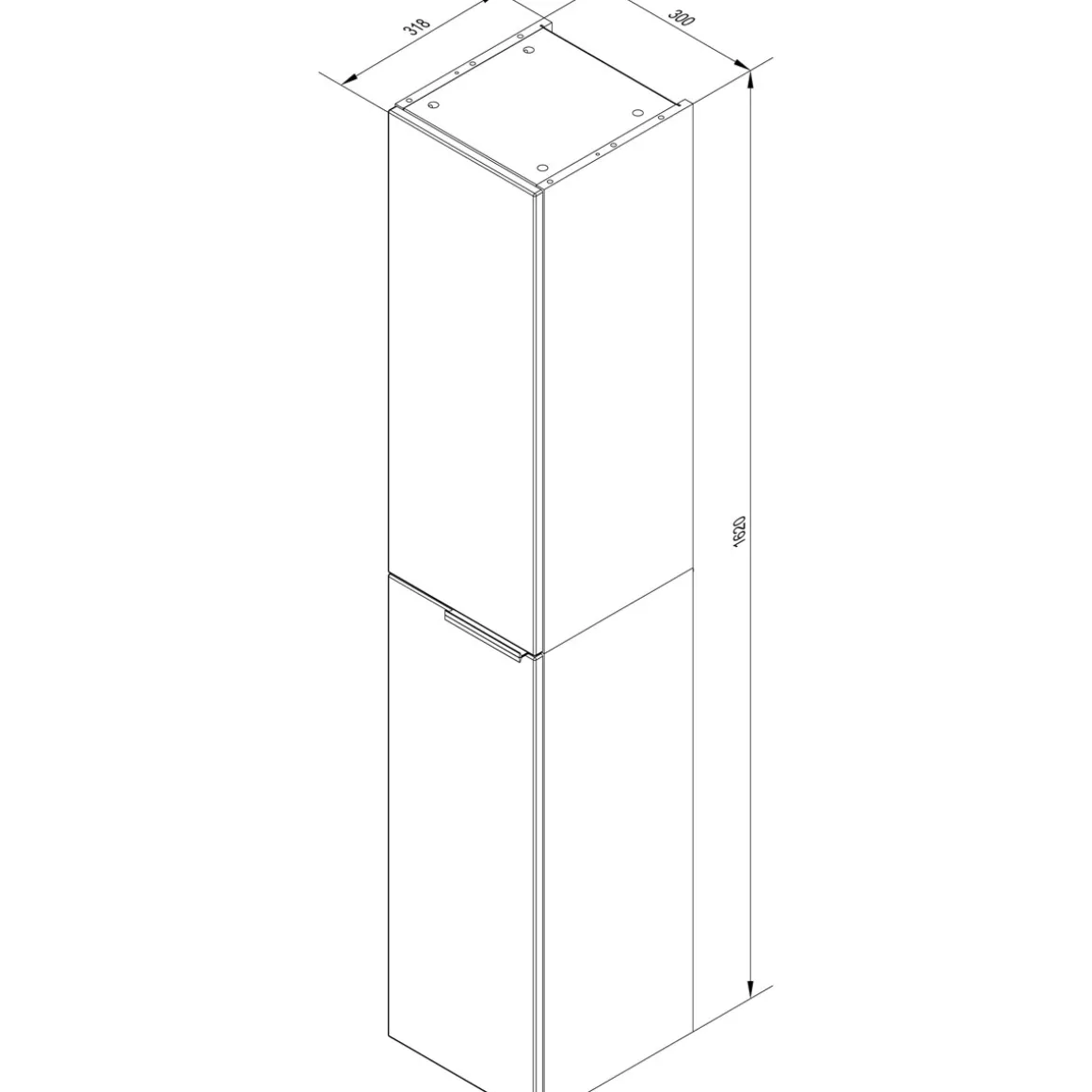 Fackelmann Hochschrank LUNA 300 x 1620 x 318 mm anthrazit