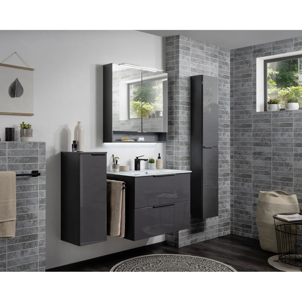 Fackelmann Hochschrank slim LUNA 300 x 1620 x 168 mm anthrazit