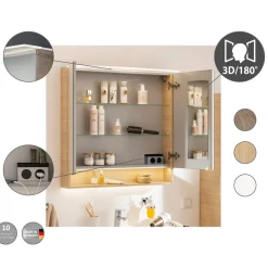 Fackelmann Spiegelschrank B.Style 800 x 812 x 153 mm Weiß LED