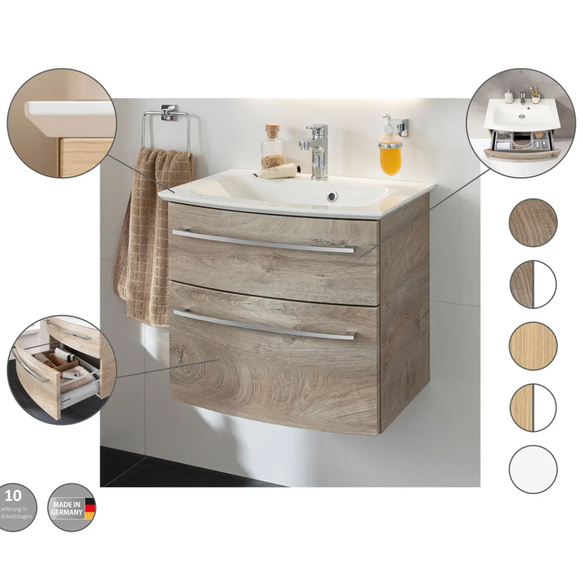 Fackelmann Waschtisch-Set B.Style 632 x 543 x 460 mm Weiß