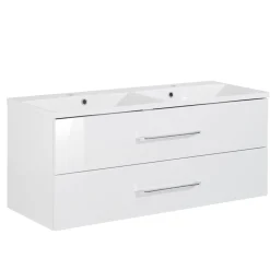 Fackelmann Doppelbecken-Waschtischset B.clever 120 x 51 x 46 cm weiß