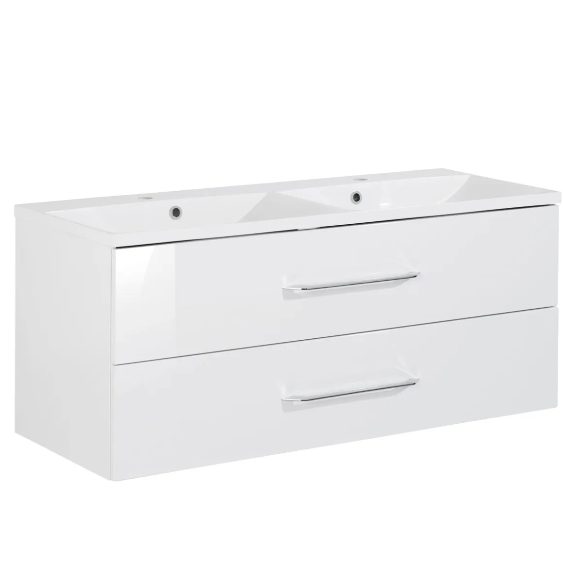 Fackelmann Doppelbecken-Waschtischset B.clever 120 x 51 x 46 cm weiß