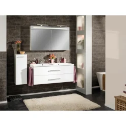 Fackelmann Doppelbecken-Waschtischset B.clever 120 x 51 x 46 cm weiß