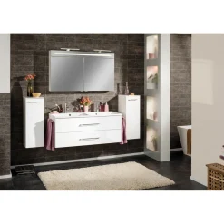 Fackelmann Doppelbecken-Waschtischset B.clever 120 x 51 x 46 cm weiß