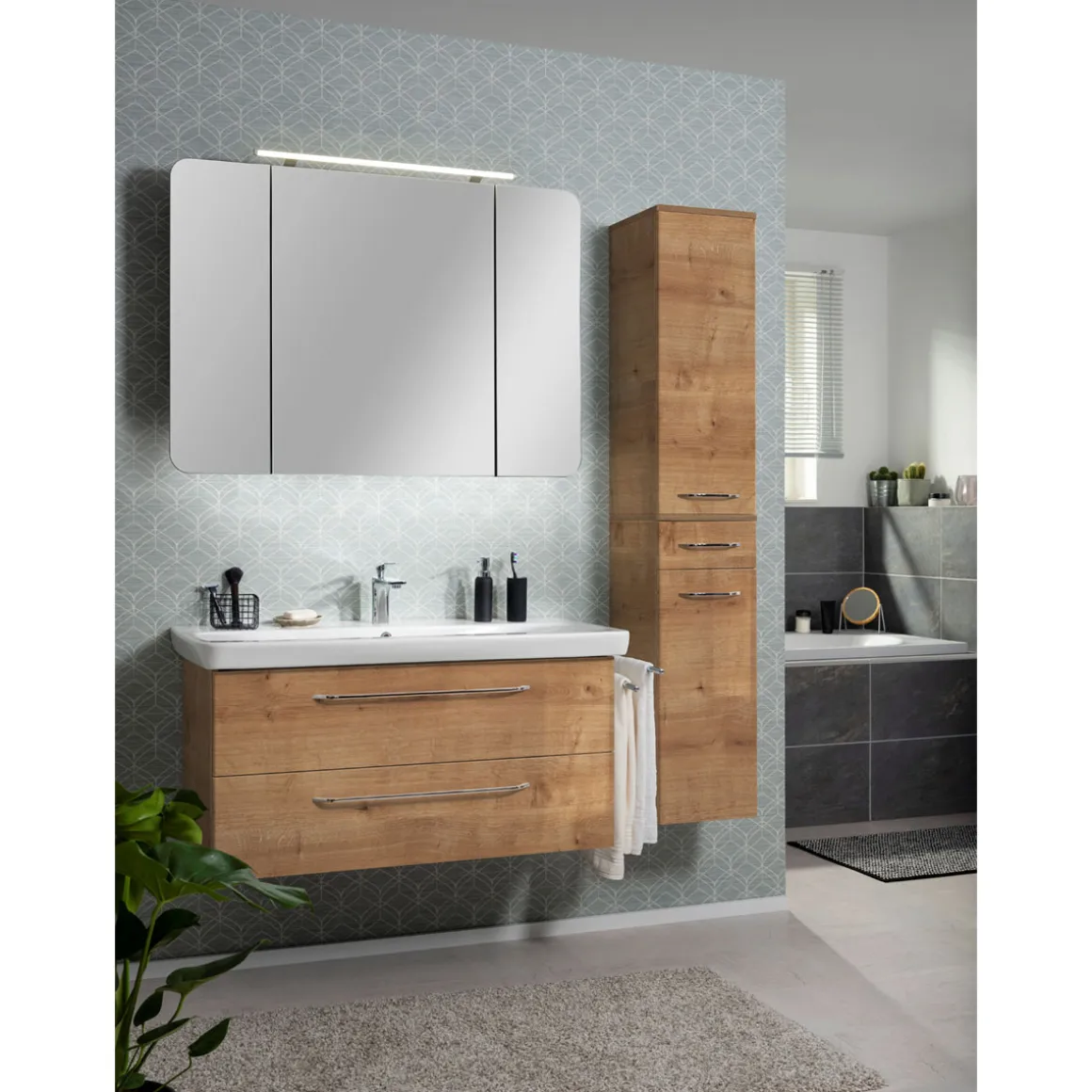 Fackelmann Hochschrank Milano 31 x 166 x 32 cm Ast-Eiche