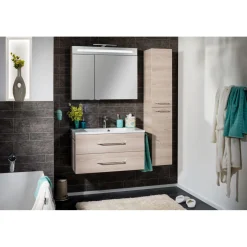 Fackelmann LED-Spiegelschrank B.clever 90 x 71 x 16 cm Alaska-Esche