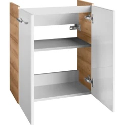 Fackelmann Mini-Waschtischunterschrank Milano 52 x 61 x 27,5 cm weiß/Ast-Eiche