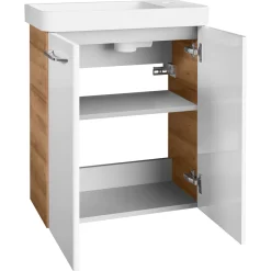 Fackelmann Mini-Waschtischunterschrank Milano 52 x 61 x 27,5 cm weiß/Ast-Eiche