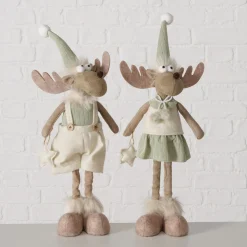 Figur Bruny sortiert Elch 17 x 12 x 45 cm cremeweiß braun hellgrün Textil