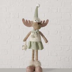 Figur Bruny sortiert Elch 17 x 12 x 45 cm cremeweiß braun hellgrün Textil