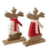 Figur Irschel sortiert Hirsch 15 x 4,5 x 25 cm cremeweiß rot Textil Holz