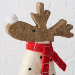 Figur Irschel sortiert Hirsch 15 x 4,5 x 25 cm cremeweiß rot Textil Holz